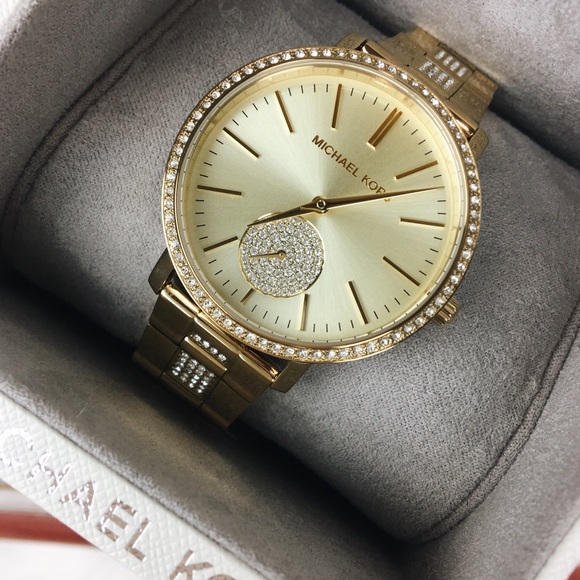 Michael Kors gold crystal bezel bracelet watch - Picture 5 of 8